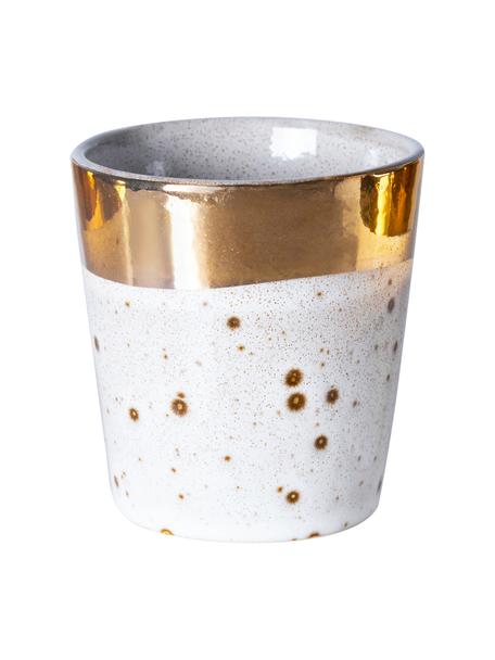 Mug artisanal avec bord doré 70's, Grès cérame, Blanc, couleur dorée, Ø 8 x haut. 8 cm