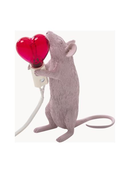 Kleine Designer LED-Tischlampe Mouse mit USB-Anschluss, Rosa, B 13 x H 15 cm