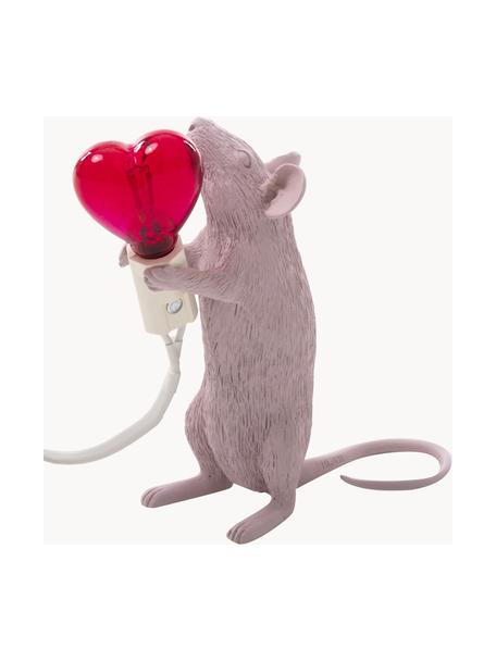 Kleine LED tafellamp Mouse met USB-aansluiting, Lamp: kunsthars, Roze, B 13 x H 15 cm