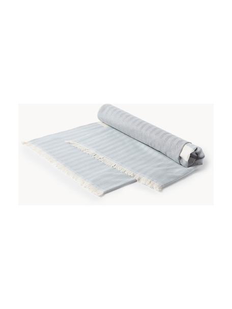 Fouta con flecos Indra, Azul, Off White, An 100 x L 180 cm