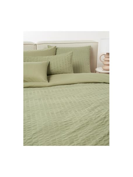 Funda nórdica doble cara Esme, Reverso: Renforcé Densidad de hilo, Verde salvia, Cama 90 cm (155 x 220 cm)