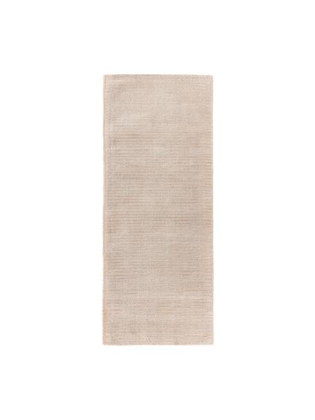 Pluizige hoogpolige loper Wes met hoog-laag structuur, handgeweven, 100% polyester, GRS-gecertificeerd, Beige, B 80 x L 200 cm