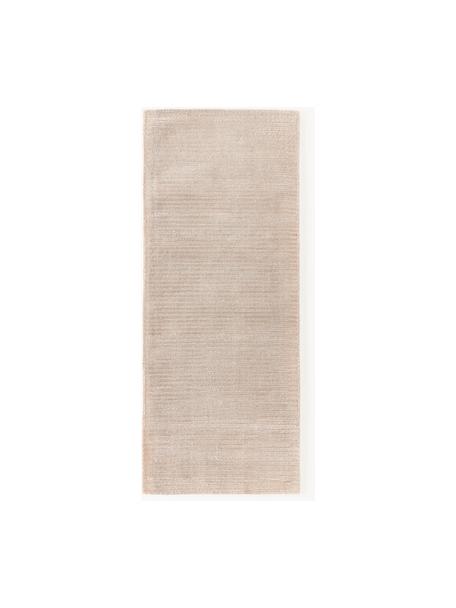 Pluizige hoogpolige loper Wes met hoog-laag structuur, handgeweven, 100% polyester, GRS-gecertificeerd, Beige, B 80 x L 200 cm