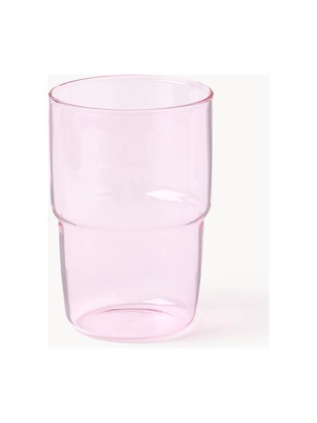 Waterglazen Torino uit borosilicaatglas, 2 stuks, Borosilicaatglas, Roze, transparant, Ø 8 x H 12 cm, 400 ml