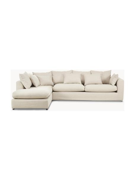 Großes Ecksofa Zach, Bezug: Polypropylen Der hochwert, Füße: Kunststoff, Webstoff Cremeweiß, B 300 x T 213 cm, Eckteil links