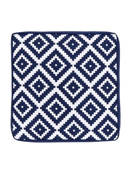 Hohes Sitzkissen Miami in Dunkelblau/Weiß, Bezug: 100% Baumwolle, Blau, 40 x 40 cm