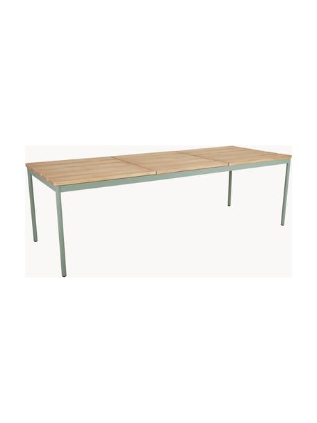 Mesa para exterior Nox, Tablero: madera de teca aceitada, Estructura: aluminio recubierto, Verde salvia, An 238 x F 90 cm