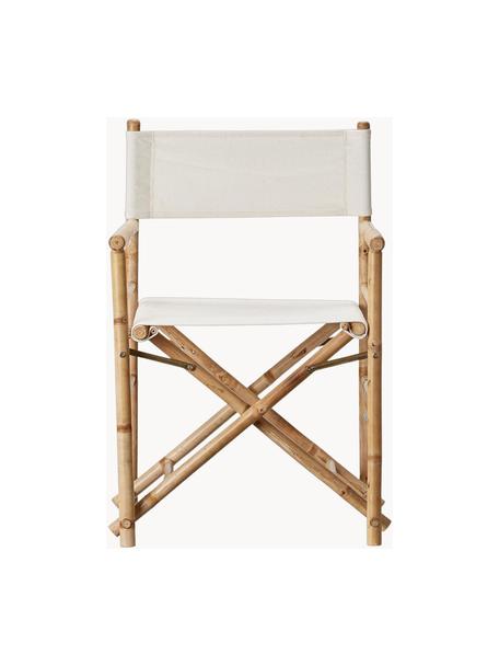 Składany fotel reżysera z drewna bambusowego Mandisa, Stelaż: drewno bambusowe, natural, Kremowobiały, beżowy, S 58 x W 88 cm