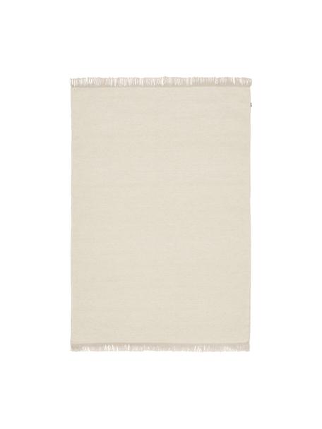 Alfombra kilim artesanal de lana con flecos Rainbow, Flecos: 100% algodón Las alfombra, Blanco natural, An 140 x L 200 cm (Tamaño S)