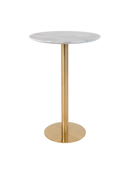 Okrúhly stôl s jednou nohou Bolzano, Biela, mramorovaná, odtiene zlatej, Ø 70 x V 105 cm