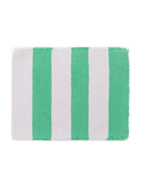 Handgetufte placemats Kio Stripe, 4 stuks, 100% katoen, Groen, wit, B 35 x L 45 cm