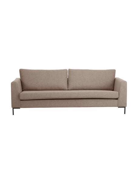 Bank Luna (3-zits) met metalen poten, Bekleding: 100% polyester De slijtva, Frame: massief beukenhout, Poten: gegalvaniseerd metaal, Geweven stof bruin, B 230 x H 95 cm