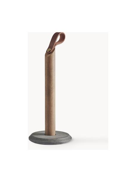 Porte-rouleau de cuisine en chêne Grab, Bois de chêne, gris, Ø 15 x haut. 32 cm