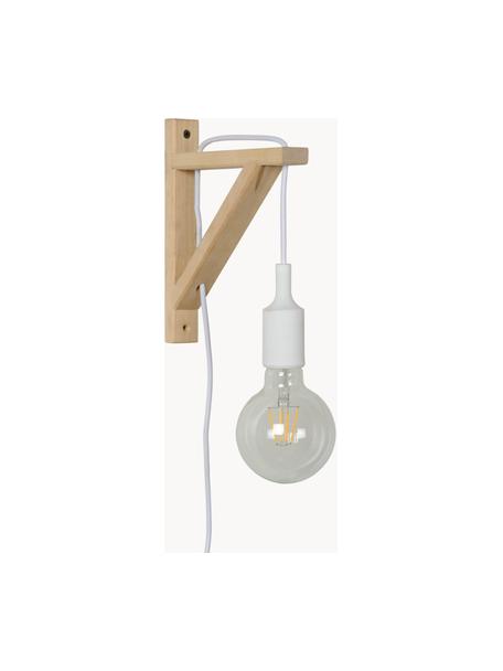 Wandleuchte Fix mit Stecker aus Holz, Helles Holz, T 19 x H 23 cm