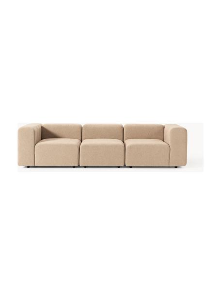 Modulares Bouclé-Sofa Lena (4-Sitzer), Bezug: Bouclé (93 % Polyester, 6, Gestell: Buchenholz, Spanplatte, H, Füße: Kunststoff, Bouclé Beige, B 287 x T 106 cm