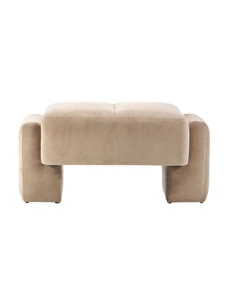 Sgabello da divano in tessuto color sabbia Bobi, Rivestimento: 88% poliestere, 12% nylon, Struttura: legno di pino massiccio, Tessuto color sabbia, Larg. 90 x Prof. 55 cm