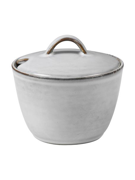 Sucrier artisanal Nordic Sand, Grès cérame, Tons gris et beiges, Ø 10 x haut. 7 cm