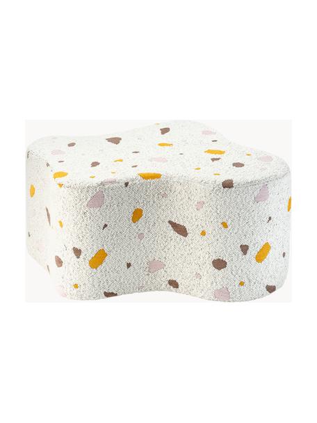 Pouf en bouclette pour enfants fait main Cloud, Bouclette blanche, aspect terrazzo, larg. 40 x haut. 25 cm