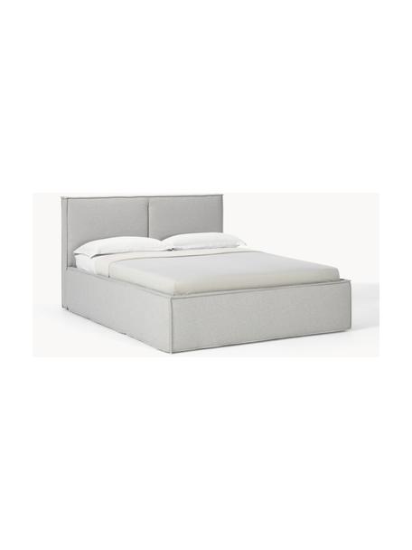 Gestoffeerd bed Dream, Bekleding: polyester (gestructureerd, Frame: massief grenenhout en pla, Geweven stof lichtgrijs, B 180 x L 200 cm