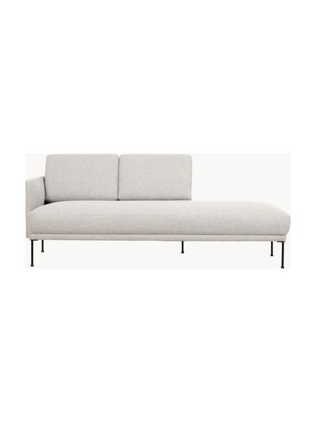Chaise longue Fluente, Bekleding: 80% polyester, 20% ramie , Frame: massief grenenhout, FSC-g, Poten: gepoedercoat metaal, Geweven stof lichtbeige, B 202 x D 85 cm, rugleuning links