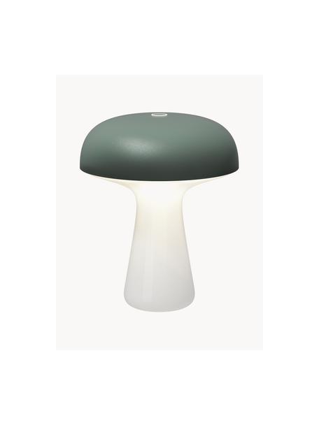 Lampada piccola da esterno portatile a LED con luce regolabile My T, Struttura: vetro, Paralume: alluminio rivestito, Verde salvia, bianco, Ø 20 x Alt. 25 cm