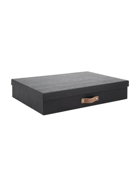 Opbergdoos Sverker II, Doos: massief karton, met houtd, Zwart, B 44 x H 9 cm