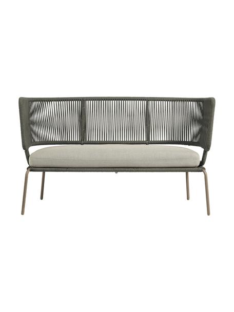 Sofa ogrodowa z plecionym sznurkiem Nadin (2-osobowa), Stelaż: metal ocynkowany i lakier, Tapicerka: poliester, Szarozielony, S 135 x G 65 cm
