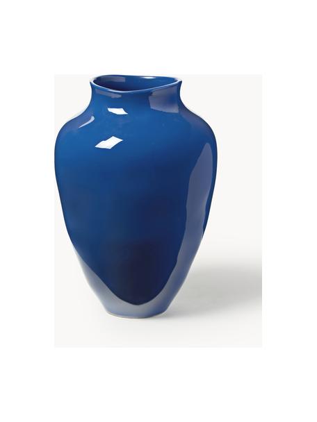 Handgefertigte Vase Latona, H 30 cm, Steinzeug, Royalblau, glänzend, Ø 21 x H 30 cm