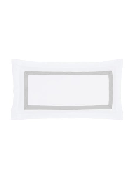 Povlak na polštář z bavlněného saténu Nora, 2 ks, Bílá, světle šedá, Š 40 cm, D 80 cm