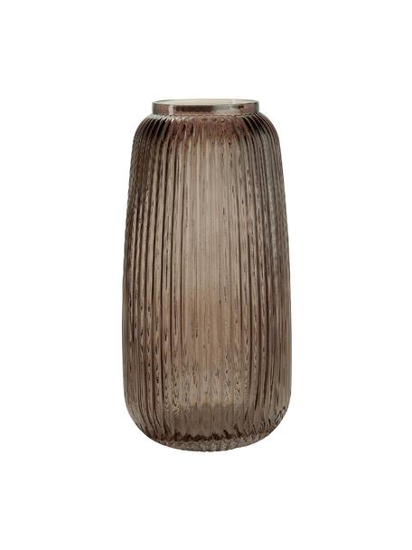 Vase verre rainuré Alessia, Verre, Brun, Ø 13 x haut. 25 cm