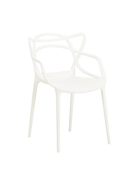 Chaises blanches à accoudoirs design Masters, 2 pièces, Polypropylène, certifié Greenguard, Blanc, larg. 57 x haut. 84 cm