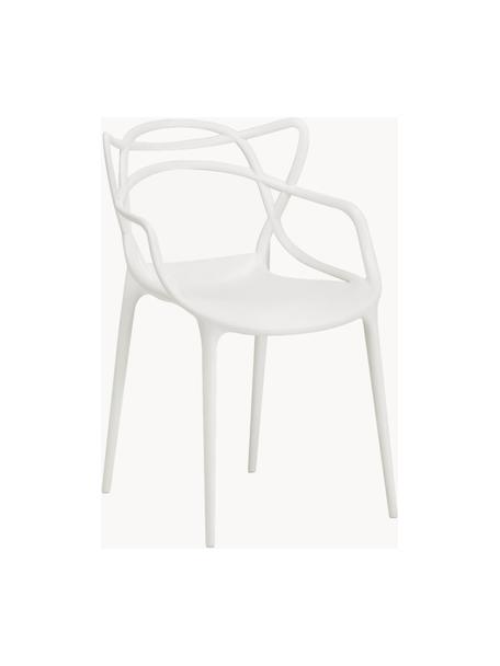 Chaises à accoudoirs design Masters, 2 pièces, Polypropylène, certifié Greenguard, Blanc, larg. 57 x prof. 47 cm