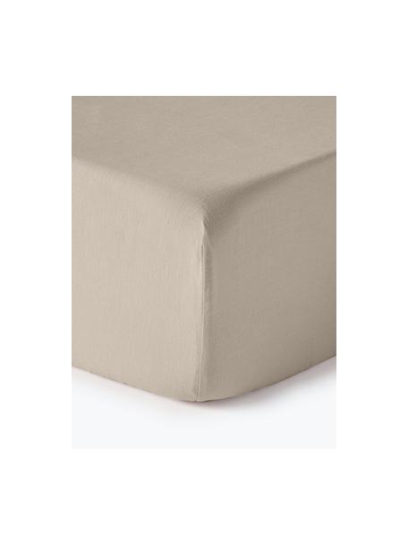 Boxspring-Spannbettlaken Airy, gewaschenes Leinen, Beige, B 180 x L 200 cm, H 35 cm