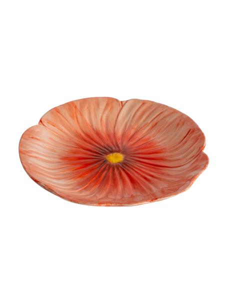 Handgemachte Frühstücksteller Poppy mit Strukturmuster, 2 Stück, Steingut, Rottöne, Ø 21 x H 3 cm