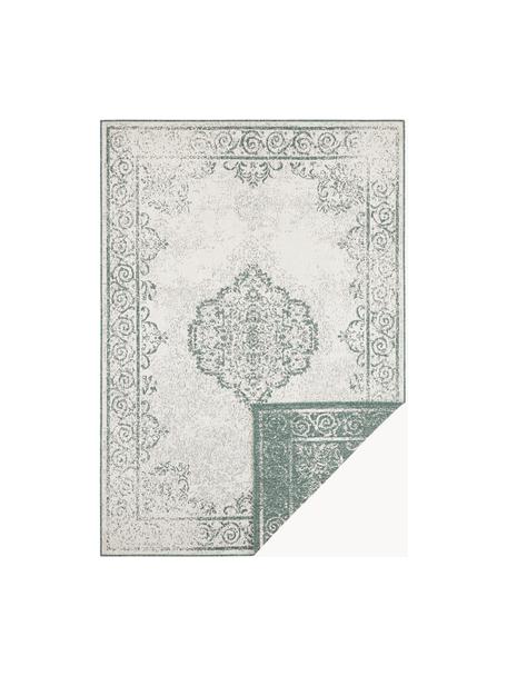 Tapis réversible intérieur-extérieur aspect vintage vert/crème Cebu, 100 % polypropylène, Vert sauge, blanc cassé, larg. 80 x long. 150 cm (taille XS)