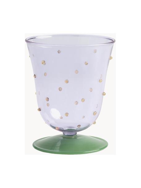 Vasos de agua artesanales de vidrio borosilicato Dot, 2 uds., Vidrio de borosilicato 

¡Descubre la versatilidad del vidrio de borosilicato para tu hogar! El vidrio de borosilicato es un material de alta calidad, fiable y duradero. Se caracteriza por su excepcional resistencia al calor y, por lo tanto, es ideal para tomar té o café caliente. En comparación con el vidrio convencional, el vidrio de borosilicato es más resistente a roturas y grietas y, por lo tanto, es un compañero seguro en tu hogar., Lavanda transparente, verde, Ø 8 x Al 10 cm, 200 ml