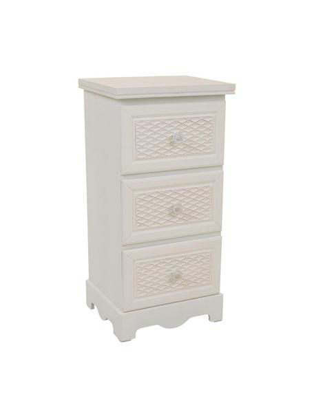 Mesita de noche Ona, Madera pintada blanco, An 31 x Al 60 cm