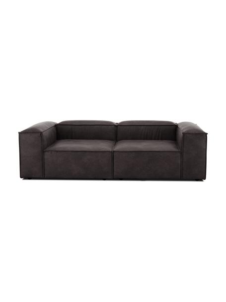 Sofa modułowa ze skóry z recyklingu Lennon (3-osobowa), Tapicerka: skóra z recyklingu (70% s, Stelaż: lite drewno sosnowe z cer, Nogi: tworzywo sztuczne, Szarobrązowa skóra, S 238 x G 119 cm