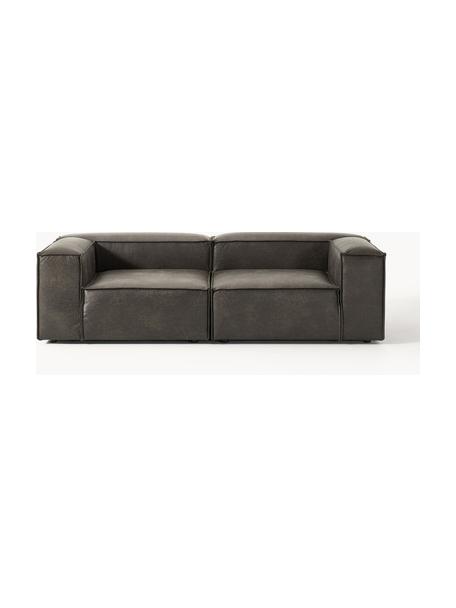 Sofá modular de cuero reciclado Lennon (3 plazas), Tapizado: cuero reciclado (70% cuer, Estructura: madera maciza, madera con, Patas: plástico Este producto es, Cuero taupe, An 238 x F 119 cm