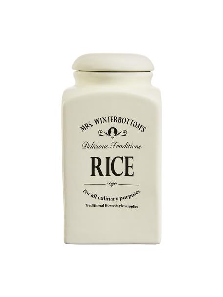 Boîte de rangement Mrs Winterbottoms Rice, Ø 11 x haut. 21 cm, Grès cérame, Blanc crème, noir, Ø 11 x haut. 21 cm, 1,3 l