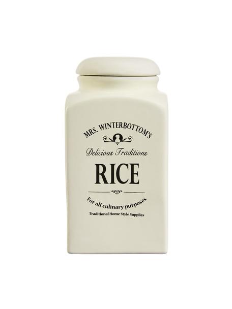 Opbergpot Mrs Winterbottoms Rice, Ø 11 x H 21 cm, Keramiek, Crèmewit, zwart, Ø 11 x H 21 cm, 1,3 L
