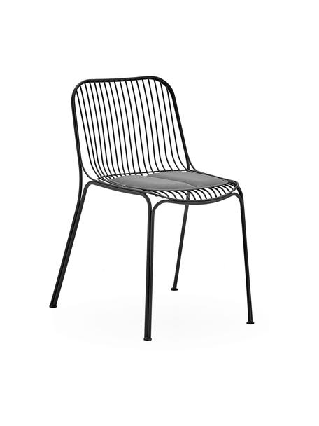 Sedia da giardino con cuscino di seduta Hiray, Rivestimento: fibra sintetica con lato , Nero, Larg. 53 x Prof. 55 cm
