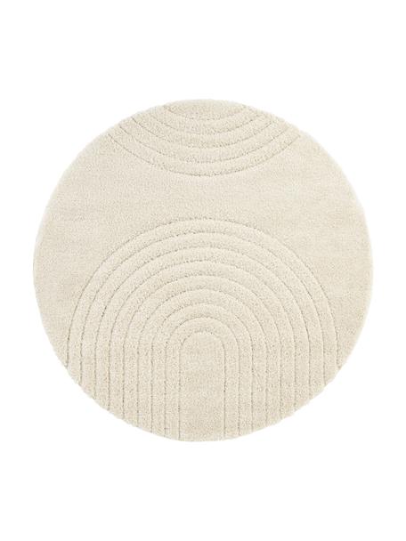 Runder Hochflor-Teppich Norwalk in Cremeweiß mit geometrischem Muster, 100% Polypropylen, Cremeweiß, Ø 160 (Größe L)