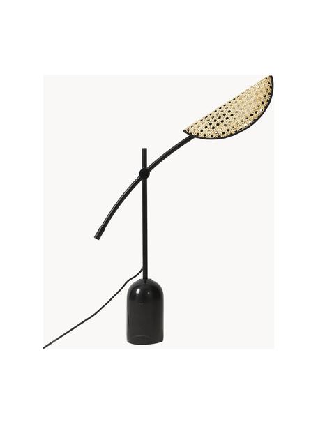 Lampa stołowa z plecionką wiedeńską Freja, Czarny, jasny brązowy, S 56 x W 45 cm