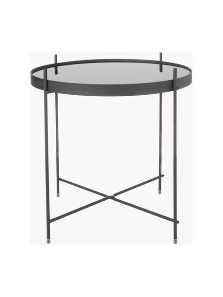 Skladací stolík so sklenenou doskou Cupid, Čierna, Ø 43 x V 45 cm