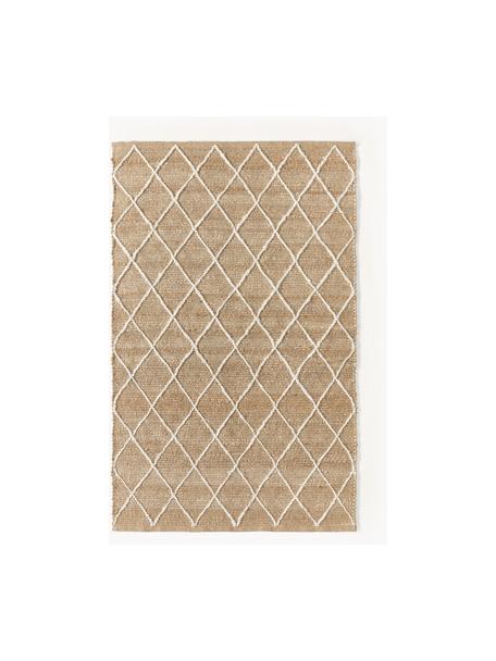 Tappeto in juta fatto a mano Kunu, 100% juta, Marrone, bianco, Larg. 120 x Lung. 180 cm (taglia S)