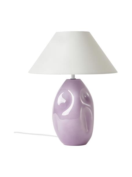 Tischlampe Xilia aus Opalglas, Lampenschirm: Textil, Lampenfuß: Opalglas, Fliederfarben, Weiß, Ø 40 x H 18 cm