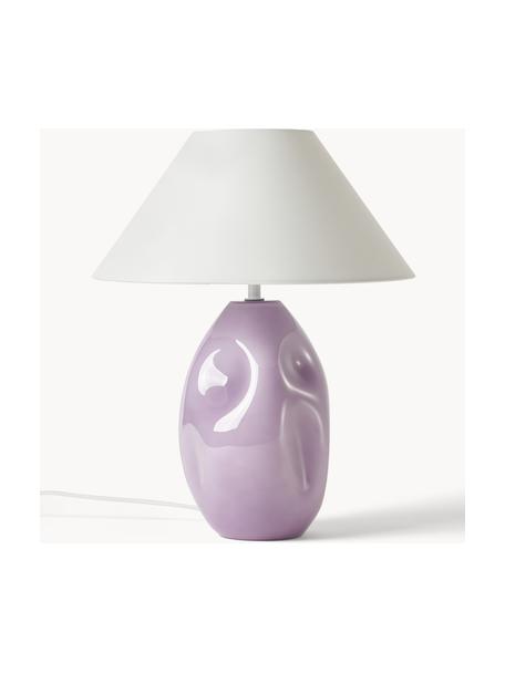 Stolová lampa z opálového skla Xilia, Odtiene fialovej, biela, Ø 40 x V 18 cm