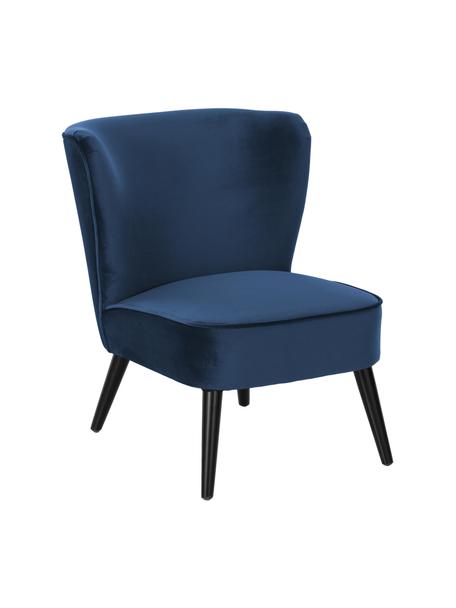 Fauteuil cocktail en velours Robine, Velours bleu foncé, larg. 63 x prof. 73 cm