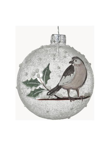 Bombka ze szkła dmuchanego Birdy, 6 szt., Szkło, Transparentny, biały, zielony, brązowy, Ø 8 cm